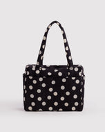baggu - small cloud carry-on bag - black and cream polka dot