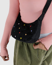 Load image into Gallery viewer, baggu - small nylon crescent bag - embroidered hearts
