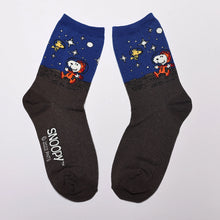 Load image into Gallery viewer, snoopy &amp; woodstock crew socks - outer space
