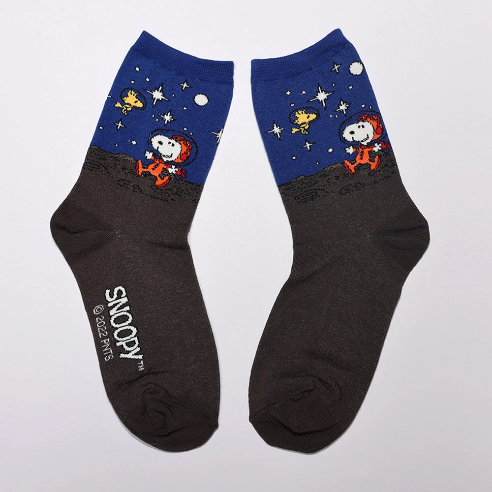 snoopy & woodstock crew socks - outer space