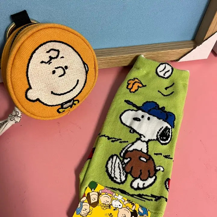 snoopy ankle socks - with baseball mitt - save 50%