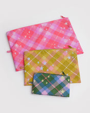 Load image into Gallery viewer, baggu - go pouch set - star plaid - prebook arriving late oct/early nov
