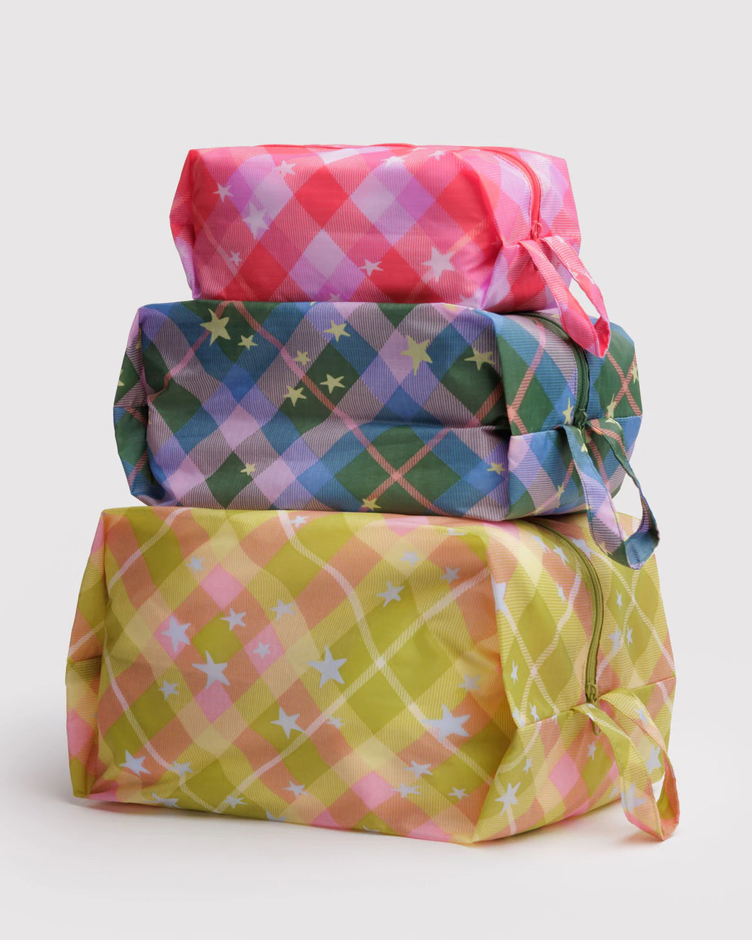 baggu - 3D zip set - star plaid  - prebook arriving late oct/early nov