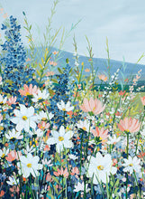 Load image into Gallery viewer, a greeting card with a painting of a meadow of flowers , no text 
