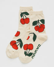 Load image into Gallery viewer, a pair of baguu ecru cherry socks,
