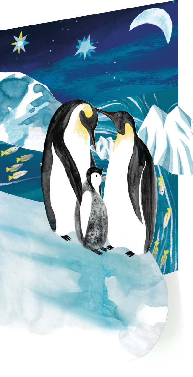 penguins laser cut card