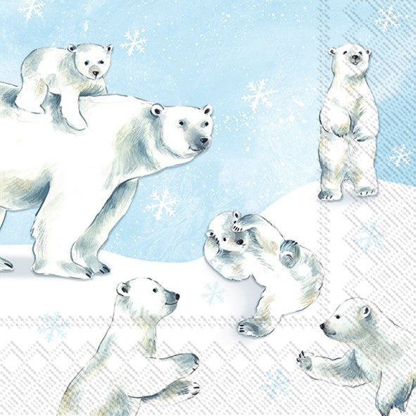 a pepr nakin with soft blue colours and white polar bears 