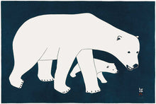 画像をギャラリービューアに読み込む, a greeting card featuring a parent polar bear and baby polar bear in Iniut style 
