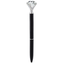 Load image into Gallery viewer, a black pen with silver accent and a large gem like a diamond on the top
