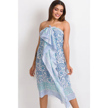 Load image into Gallery viewer, woman wearing light blue coloured sarong 
