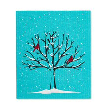 Load image into Gallery viewer, cardinal and tree  Swedish dishcloths - last one
