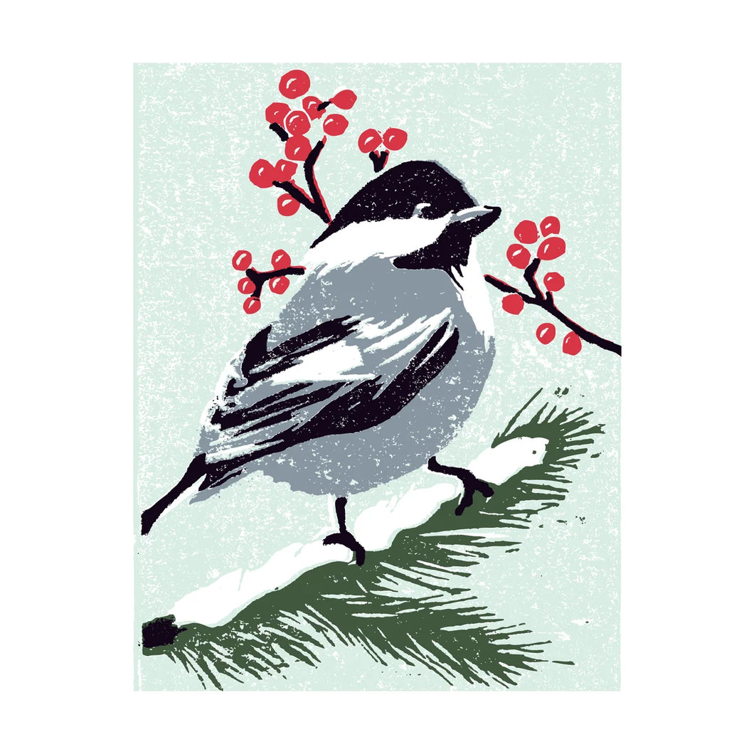 winter chickadee card