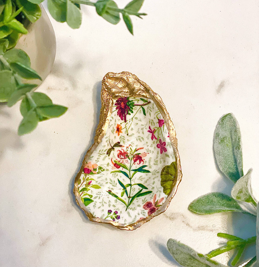 trinket dish - oyster shell - english garden
