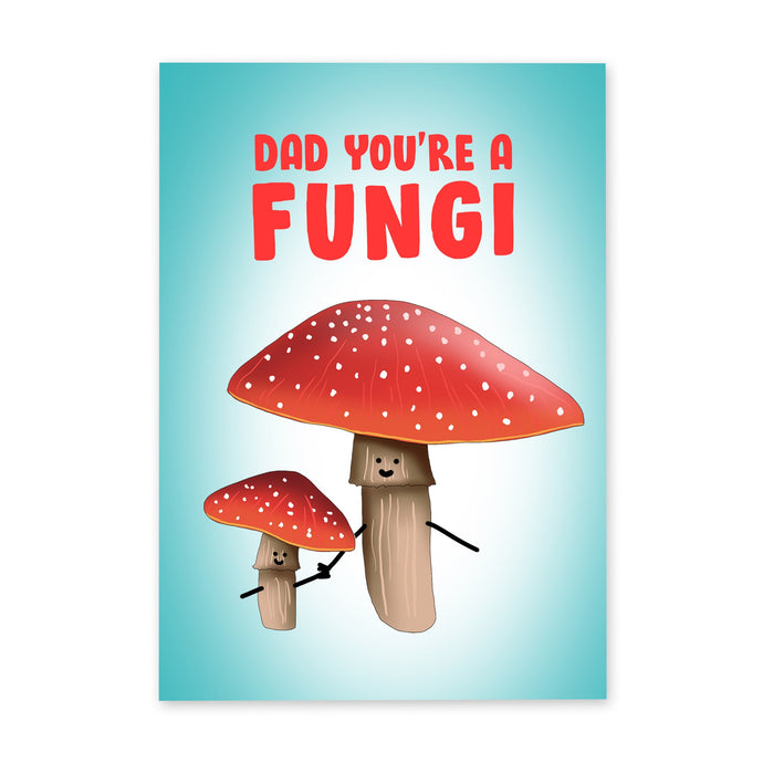 colour illustration of a large fungi holding a little fungi's hand 