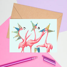 Load image into Gallery viewer, flamingos card
