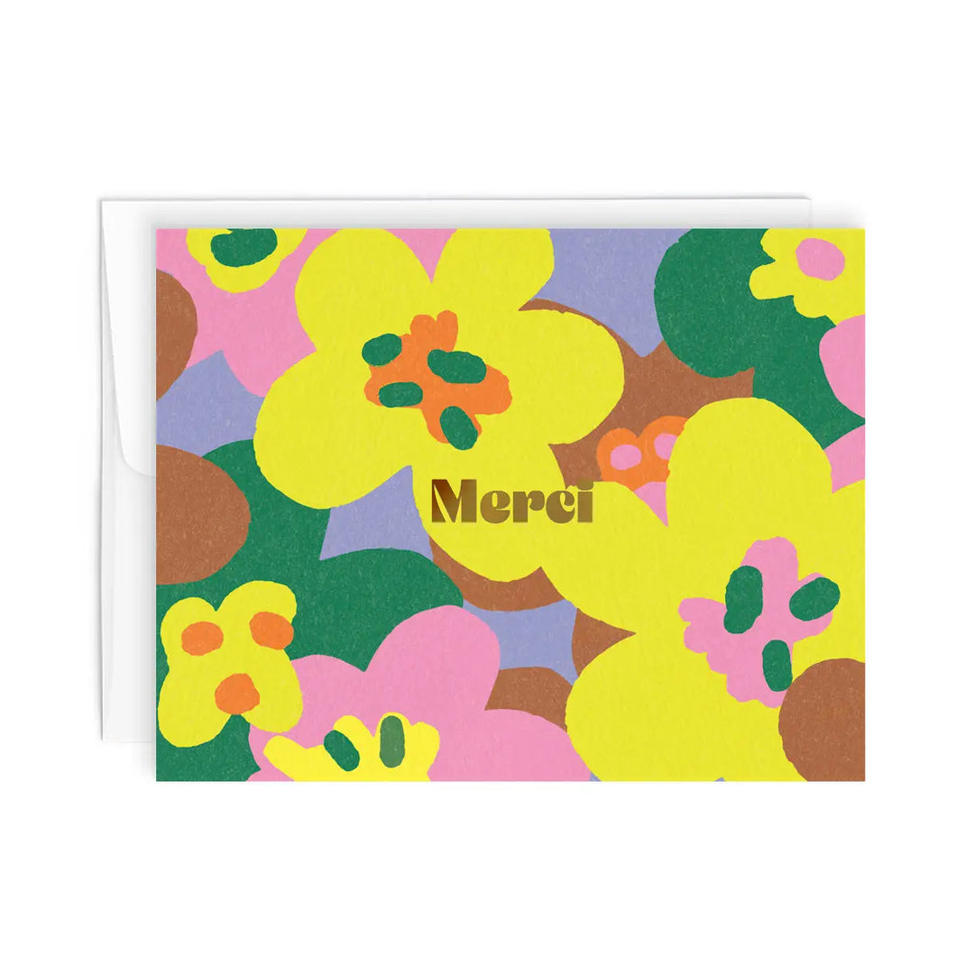 paperole - jolies fleurs merci  - card