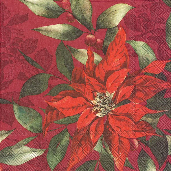 red poinsettia paper napkins 