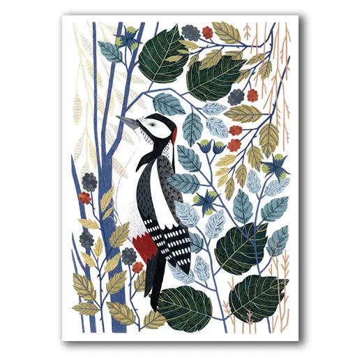 great spotted woodpecker - blank card
