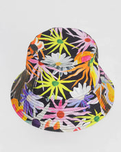 Load image into Gallery viewer, a baggu bucket hat very vibrant and colourful flowers and horses motif
