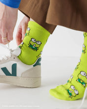 Load image into Gallery viewer, a person wearing green keroppi frog socks 
