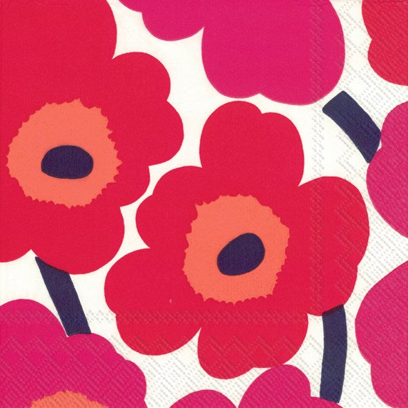 large red modern poppies on napkins