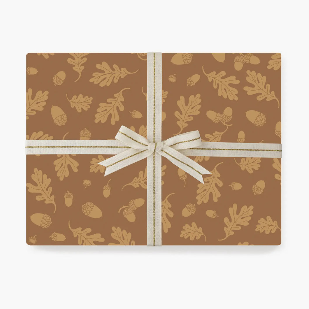 acorn and oak leave wrapping paper 