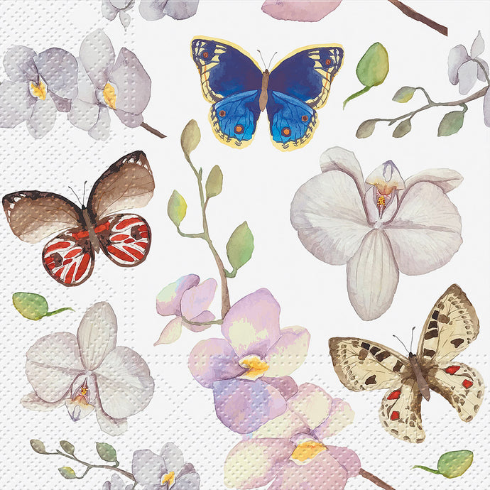 paper napkins with butterflies and orchids 
