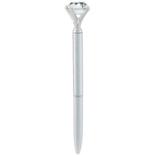 Load image into Gallery viewer, a silver pen with a large gem like a diamond on the top
