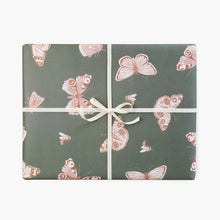 Load image into Gallery viewer, illustration of butterflies on a sage coloured wrap
