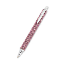 Load image into Gallery viewer, a pen with purple coloured gems and crystal coving it 
