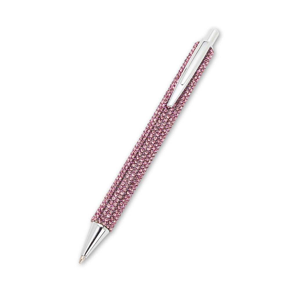 a pen with purple coloured gems and crystal coving it 