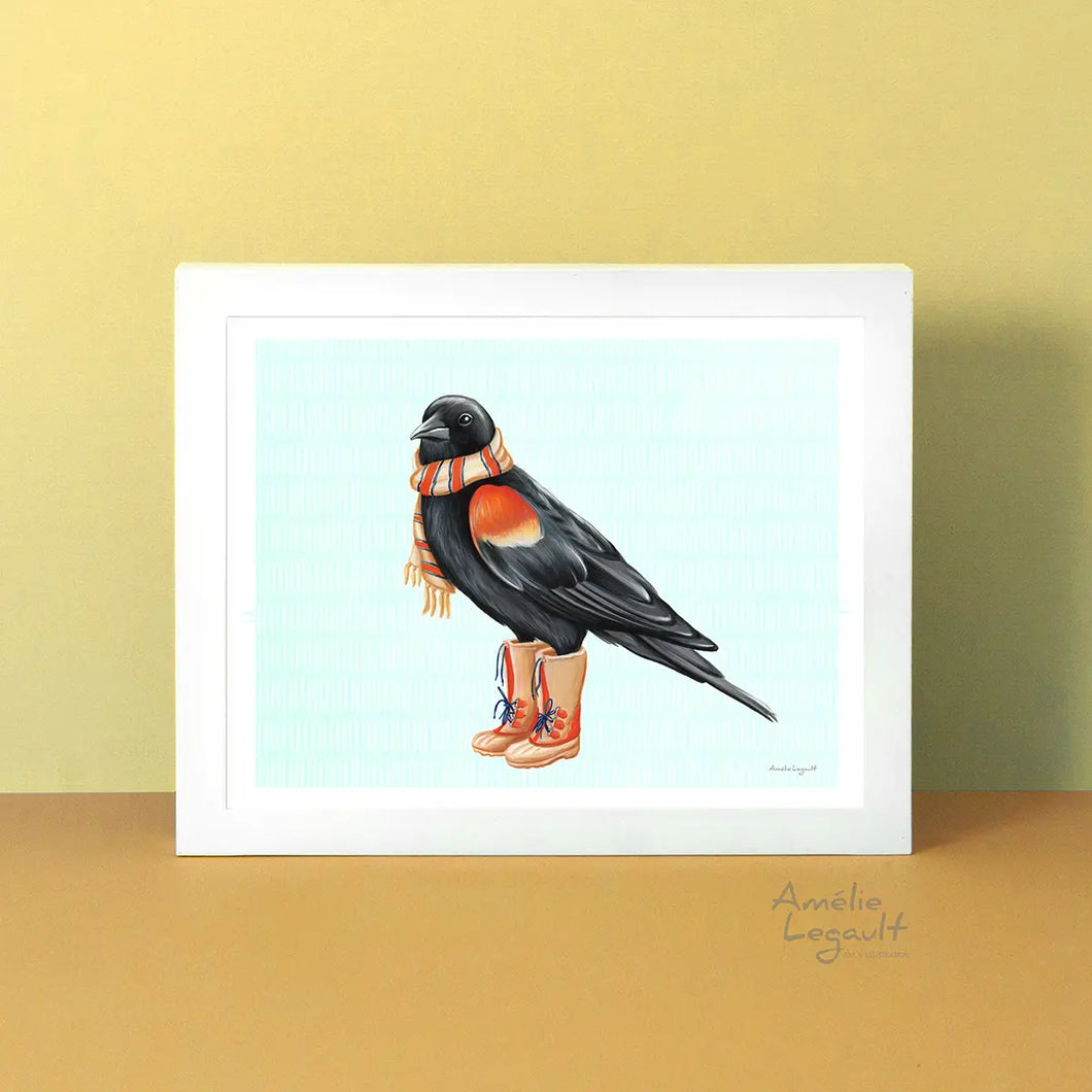 red-winged black bird art print - save 70%