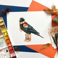 画像をギャラリービューアに読み込む, 赤翼の黒い鳥アート プリント - 70% 節約
