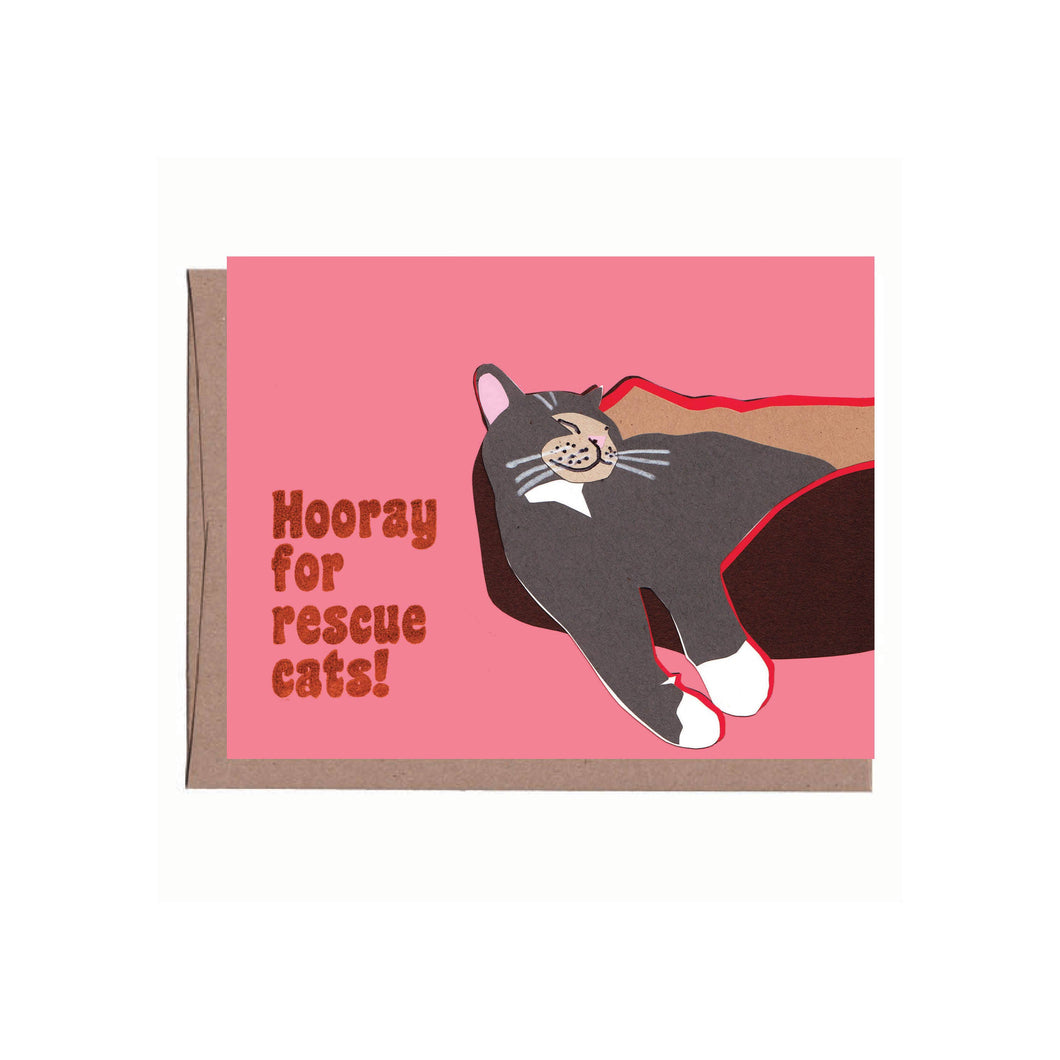 hooray for rescue cats card