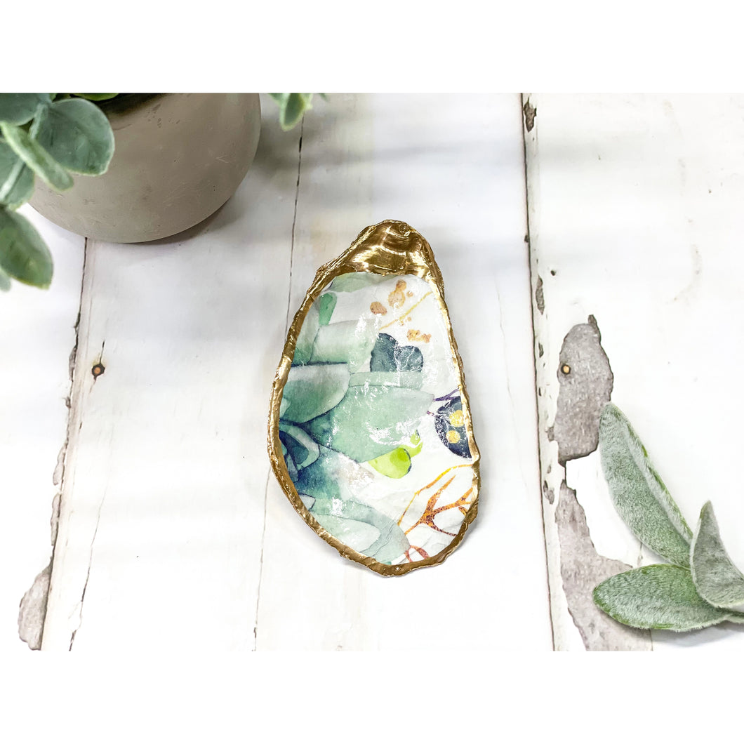 trinket dish - oyster shell - succulents - save 50%