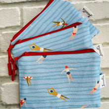Load image into Gallery viewer, zip pouch -swimmers - blue stripe - large
