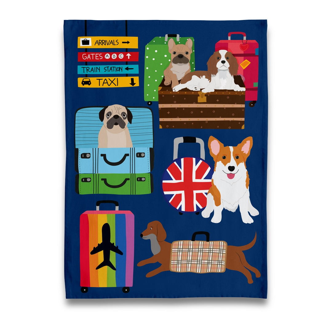 travelling pooches tea towel - save 70%