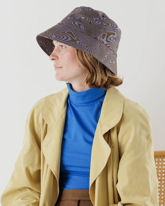 NWT Baggu Packable Lemon Tree Hat w/ Zipper Pouch Cotton Adjustable Hat